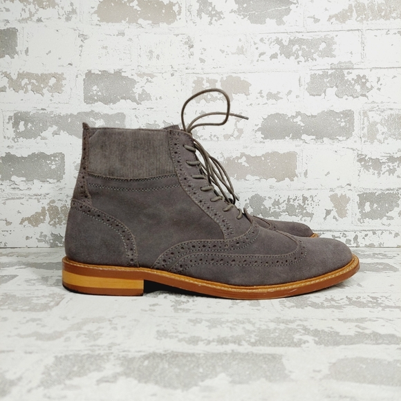 Original Penguin Men's Brogue Gray Wingtip Chukka Engineer Boots A579 - Picture 4 of 12